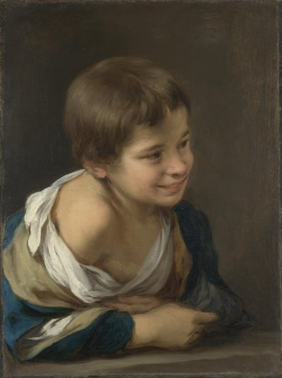 Een boerenjongen leunend op een vensterbank door Bartolomé Esteban Murillo