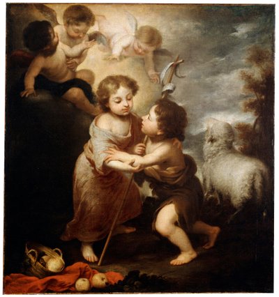 Christus en Johannes de Doper als kinderen door Bartolomé Esteban Murillo