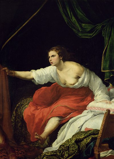Potifars vrouw, detail van Jozef en Potifars vrouw (detail) door Bartolomé Esteban Murillo