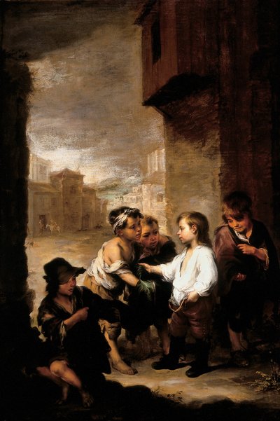 Sint Thomas van Villanueva verdeelt zijn kleren onder bedeljongens door Bartolomé Esteban Murillo