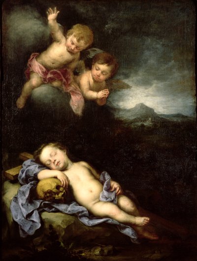 Het slapende Christuskind op het kruis door Bartolomé Esteban Murillo