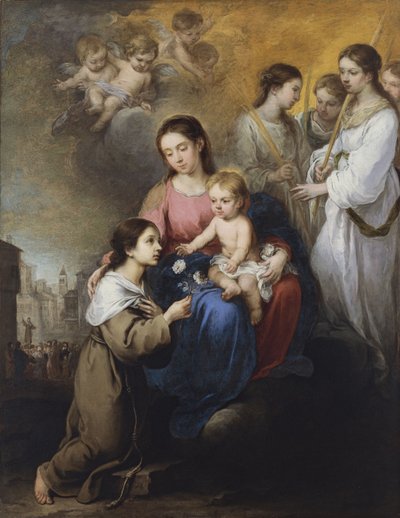 De Maagd en het Kind met Sint Rosa van Viterbo door Bartolomé Esteban Murillo