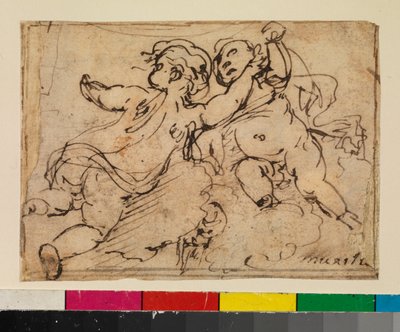 Twee putti op wolken, 1675-79 door Bartolomé Esteban Murillo