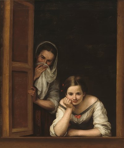 Twee vrouwen aan een raam. Omstreeks 1655/60 door Bartolomé Esteban Murillo