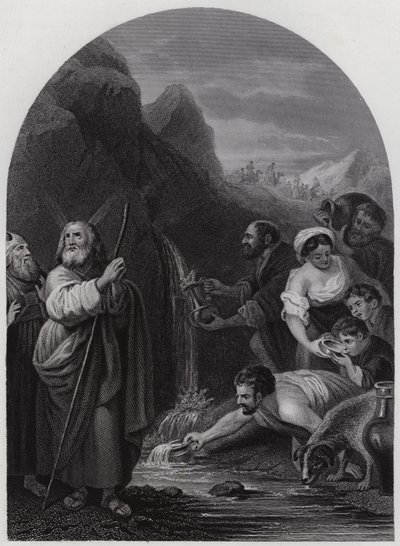 Mozes slaat op de rots door Bartolome Esteban (after) Murillo