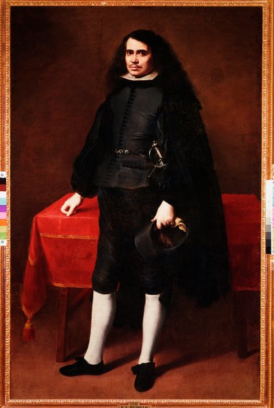 Portret van een heer met lang haar en aardbeikraag door Bartolomé Esteban Murillo