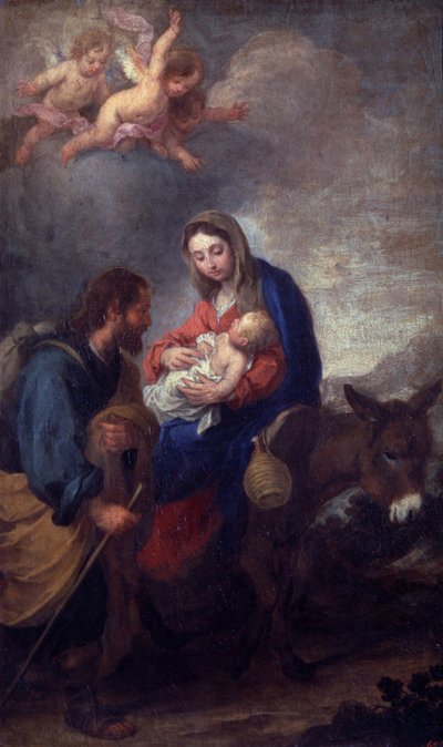 Rust tijdens de vlucht naar Egypte door Bartolomé Esteban Murillo