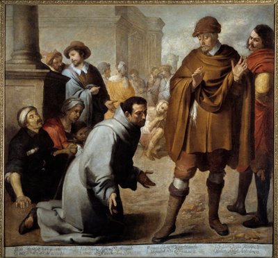 San Salvador de Horta (1520-1567) en de Inquisiteur van Aragon ondervragen de wonderen. Schilderij door Bartolome Murillo (1618-1682) 1645 Bayonne, Musée Bonnat door Bartolomé Esteban Murillo
