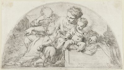 Heilige Familie met de jonge Johannes de Doper door Bartolomeo Biscaino