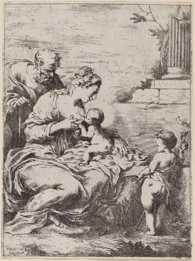 De Heilige Familie met Sint Jan door Bartolomeo Biscaino