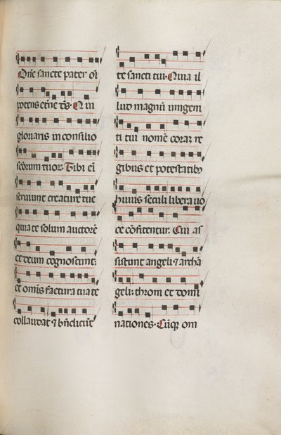Missale: Fol. 112: bevat wat muziek als onderdeel van de Palmzondag liturgie, 1469 door Bartolomeo Caporali
