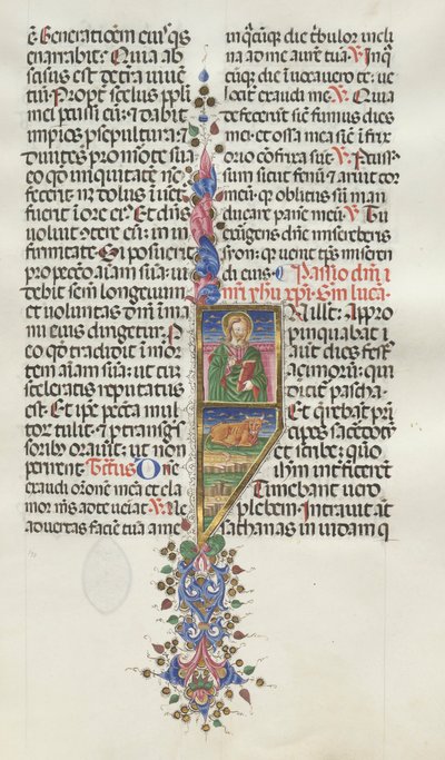 Missaal: Fol. 131: Sint Lucas met stier, 1469 door Bartolomeo Caporali