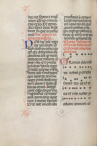Missale: Fol. 145v: Muziek voor verschillende gebeden, 1469 door Bartolomeo Caporali