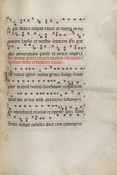 Missale: Fol. 156: Muziek voor Exultet, 1469 door Bartolomeo Caporali
