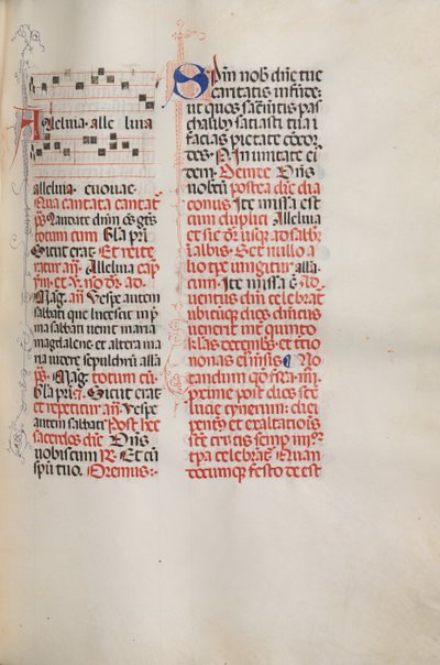 Missale: Fol. 173: Muziek voor Alleluia enz. aan het begin van Pasen, 1469 door Bartolomeo Caporali