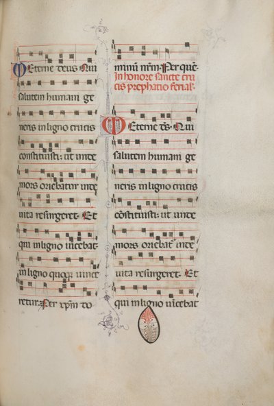 Missale: Fol. 182: Muziek voor verschillende gewone gebeden door Bartolomeo Caporali
