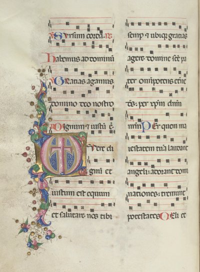Missale: Fol. 183v: Kruis, Bladornamenten, 1469 door Bartolomeo Caporali