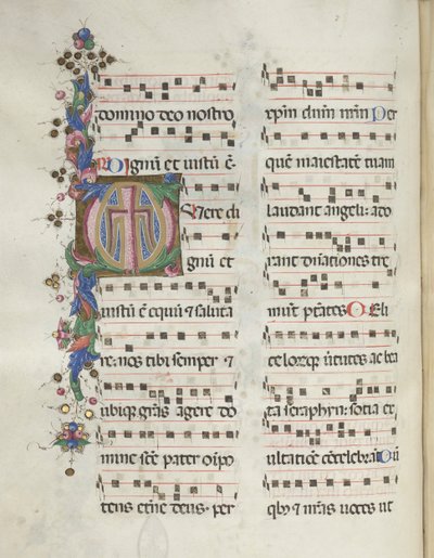 Missaal: Fol. 184v: Kruis, Bladornament, 1469 door Bartolomeo Caporali