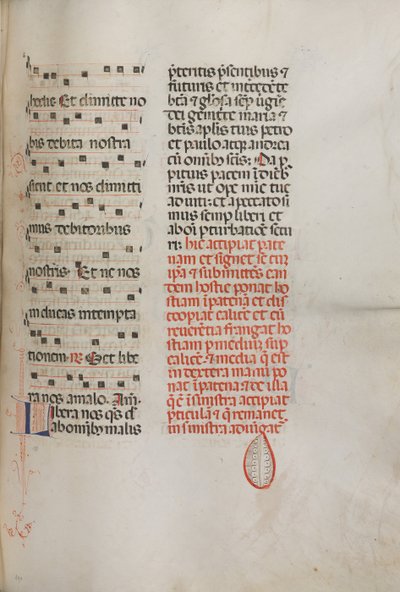 Missale: Fol. 190: Muziek voor verschillende gebeden, 1469 door Bartolomeo Caporali