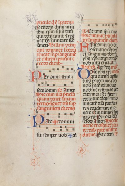 Missale: Fol. 190v: Muziek voor verschillende gebeden, 1469 door Bartolomeo Caporali