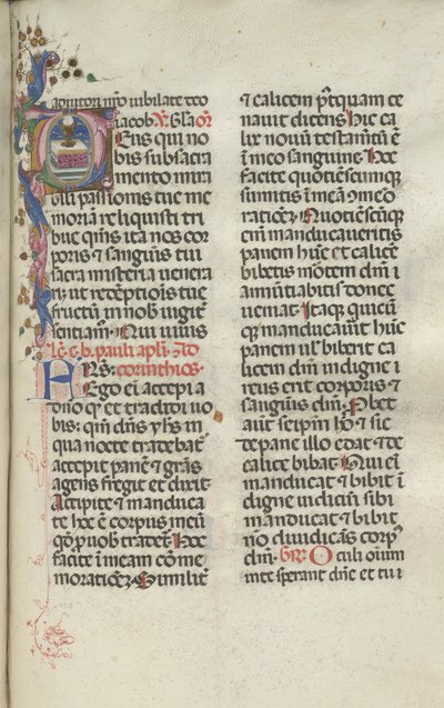 Missale: Fol. 225: Kelk met hostie, 1469 door Bartolomeo Caporali