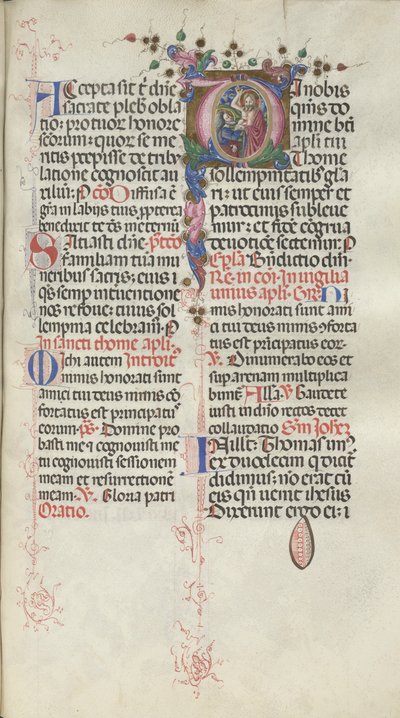 Missaal: Fol. 262: Sint Thomas, 1469 door Bartolomeo Caporali