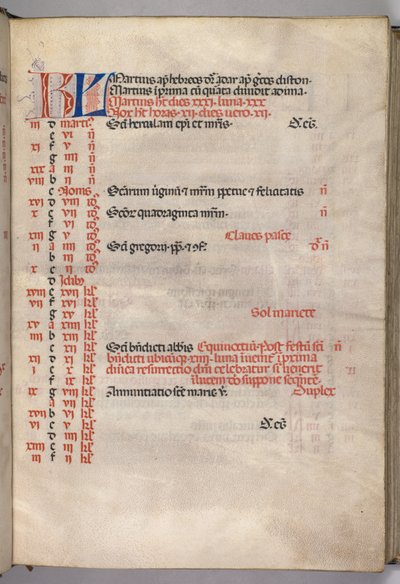 Missale: Fol. 4r: Maart kalenderpagina door Bartolomeo Caporali
