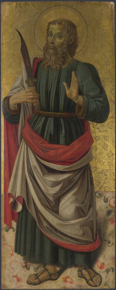 Sint Bartholomeus van het Altaarstuk: De Maagd en Kind met Heiligen door Bartolomeo Caporali