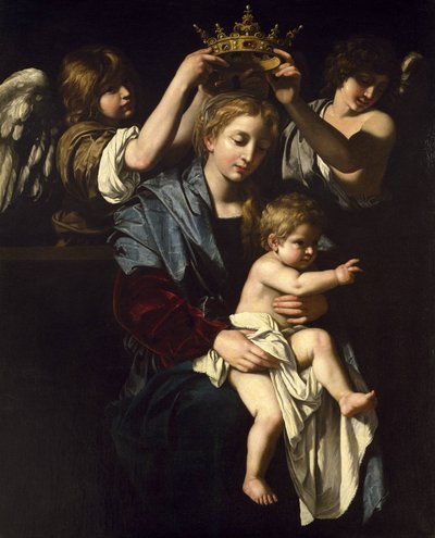 Maagd en kind met engelen door Bartolomeo Cavarozzi