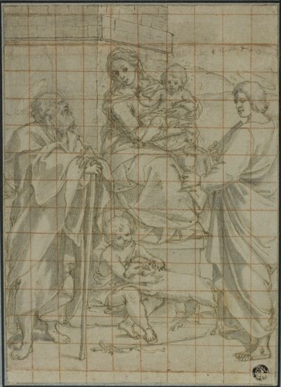 Heilige Familie met Sint Jan de Evangelist en de jonge Johannes de Doper door Bartolomeo Cesi