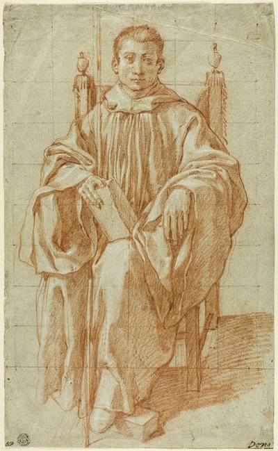 Zittende jongen met monnikspij: studie voor Sint Benedictus door Bartolomeo Cesi