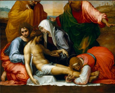 De klaagzang over de dode Christus (Compianto sul Cristo morto) door Bartolomeo Fra