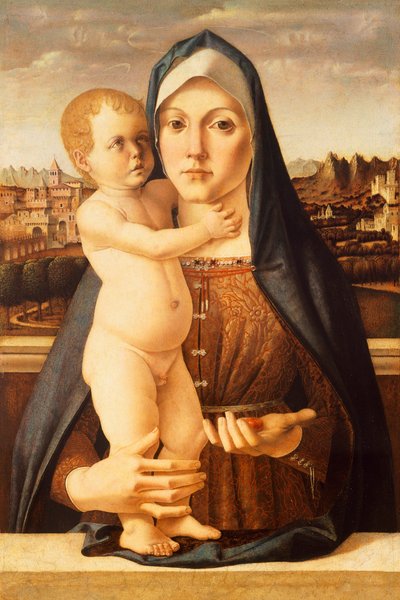Madonna en Kind, door Bartolomeo Montagna (ca 1450-1523) door Bartolomeo Montagna