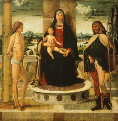 Madonna met Kind en Heiligen door Bartolomeo Montagna