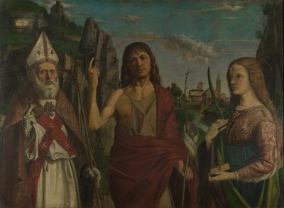 Sint Zeno, Sint Johannes de Doper en een vrouwelijke martelaar, ca. 1495 door Bartolomeo Montagna
