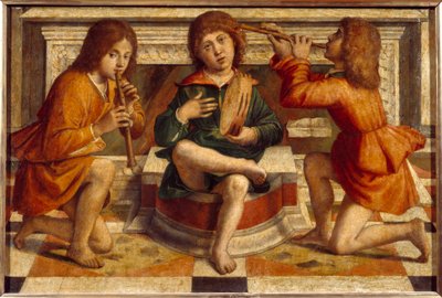 Drie engelenmuzikanten door Bartolomeo Montagna