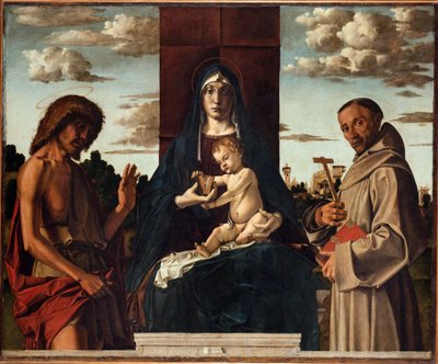 Maagd en Kind met Heiligen Franciscus en Johannes de Doper door Bartolomeo Montagna