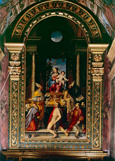 Madonna en Kind Enthroned met Sint Antonius door Bartolomeo Passarotti