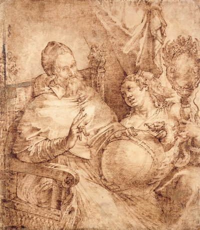 Portret van paus Gregorius XIII, driekwart lengte, zittend in een armstoel door Bartolomeo Passarotti