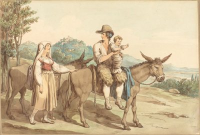 Een Boerenfamilie en Twee Ezelinnen door Bartolomeo Pinelli