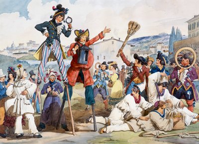 Carnaval in Rome door Bartolomeo Pinelli