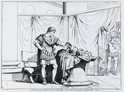 Dood van Piso, gravure door Bartolomeo Pinelli (1781-1835), uit Istoria dell