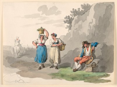 Tekening, Terugkeer van de wijnoogst, 1807-08 door Bartolomeo Pinelli
