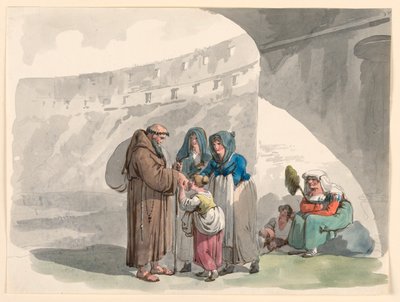Tekening, Groet van een kluizenaar, 1807-08 door Bartolomeo Pinelli