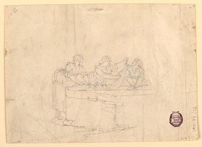Tekening, Drie vrouwen wassen, 1800-25 door Bartolomeo Pinelli