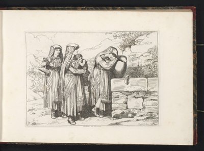 Drie vrouwen en een kind uit Cervara di Roma door Bartolomeo Pinelli