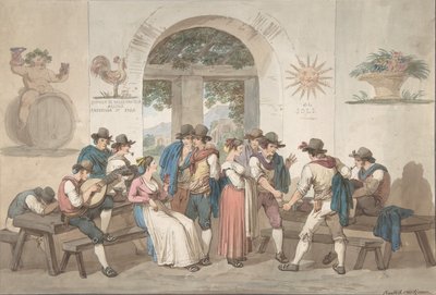 Interieur van een Romeinse herberg, 1817 door Bartolomeo Pinelli