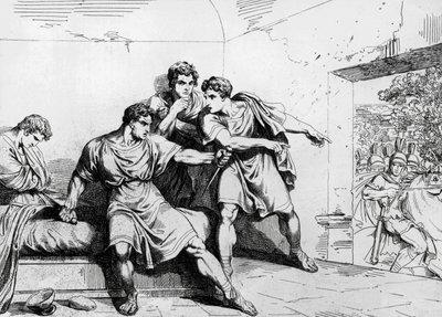 Dood van Nero, uit Geschiedenis van keizers, beginnend vanaf Ottavio, gravure door Bartolomeo Pinelli (1781-1835), Rome door Bartolomeo Pinelli