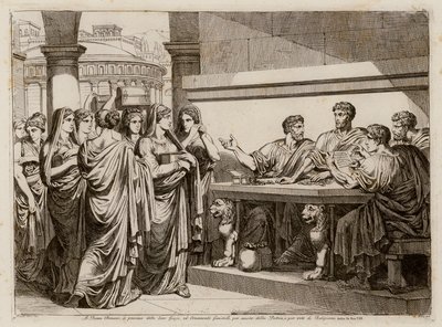 Offer van de vrouwen van Rome (ets) door Bartolomeo Pinelli