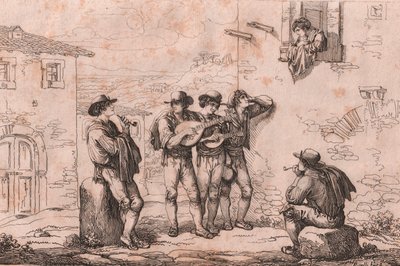 Serenade in Rome, ets door Bartolomeo Pinelli door Bartolomeo Pinelli